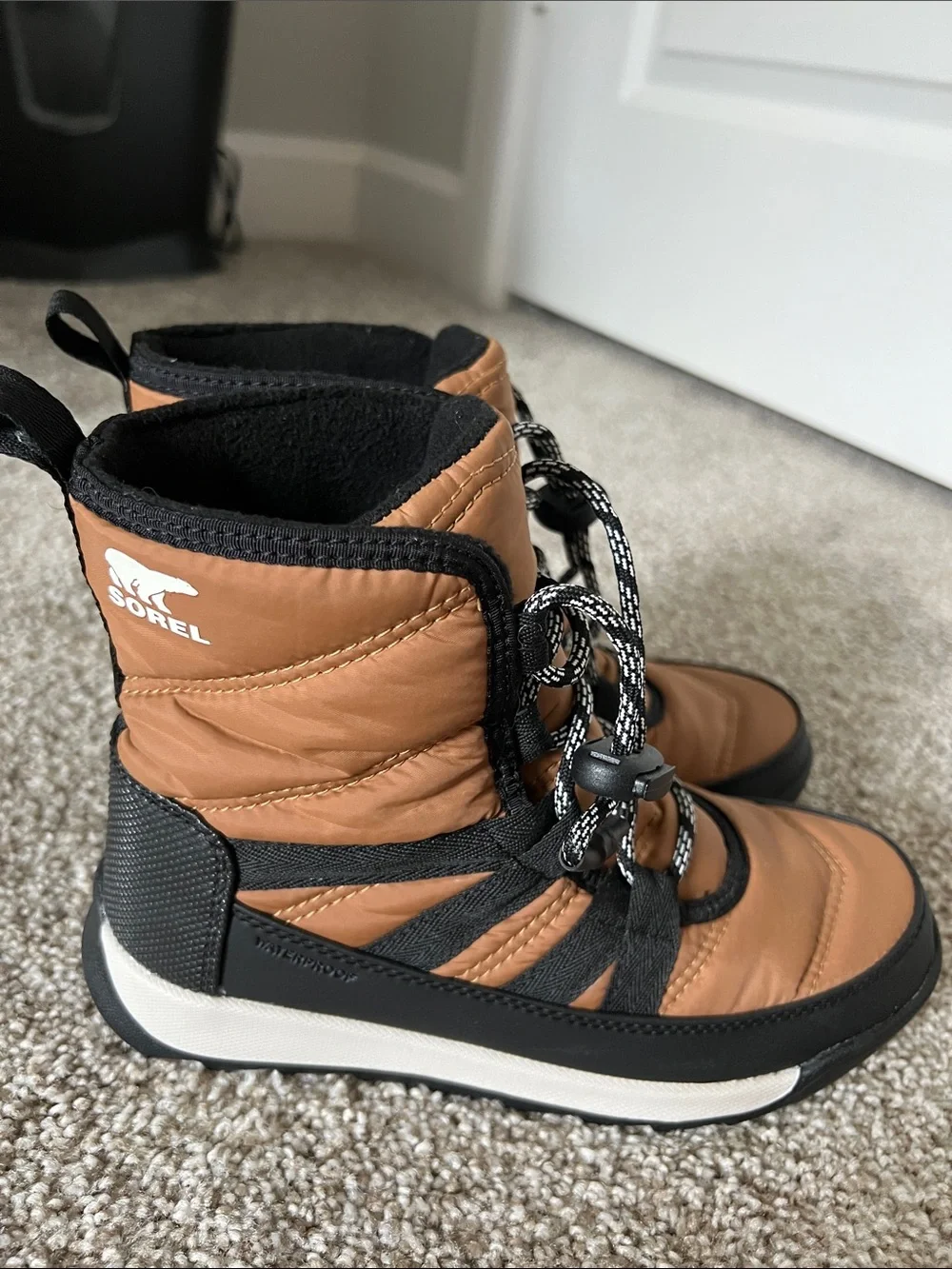 Sorel Tan and Black Insulated Winter Boots